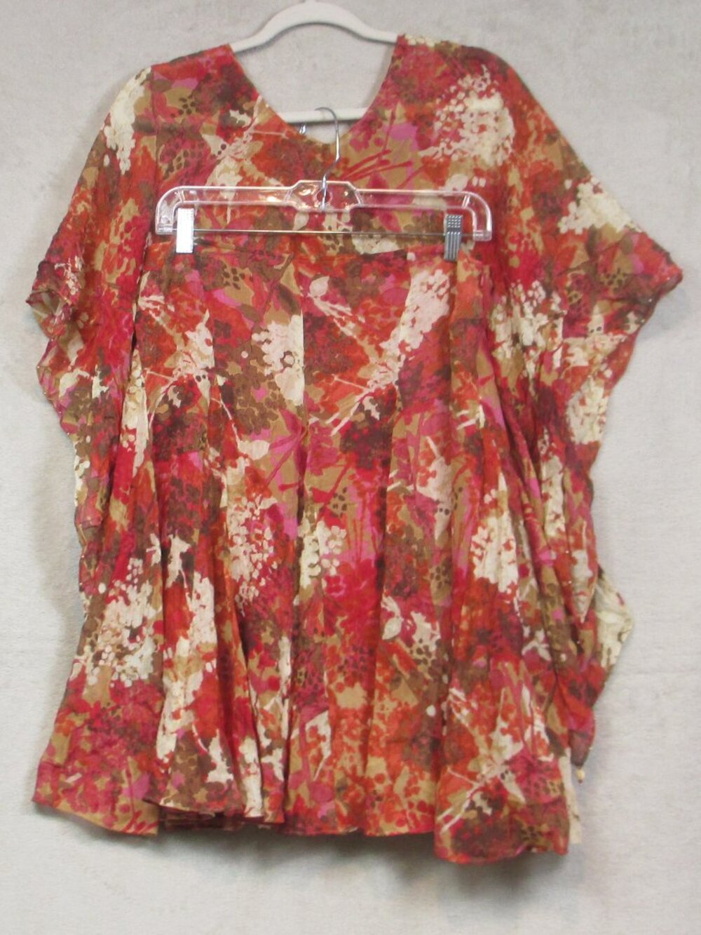 Sigrid Olsen Floral Set 100% Silk Sheer Top Poncho and Ruffle Lined Midi Skirt 8